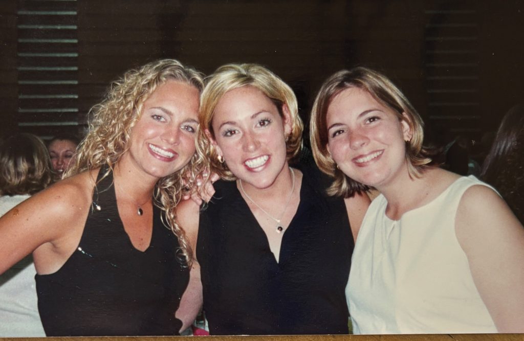 Cordell and two of her friends at a formal dance during college.